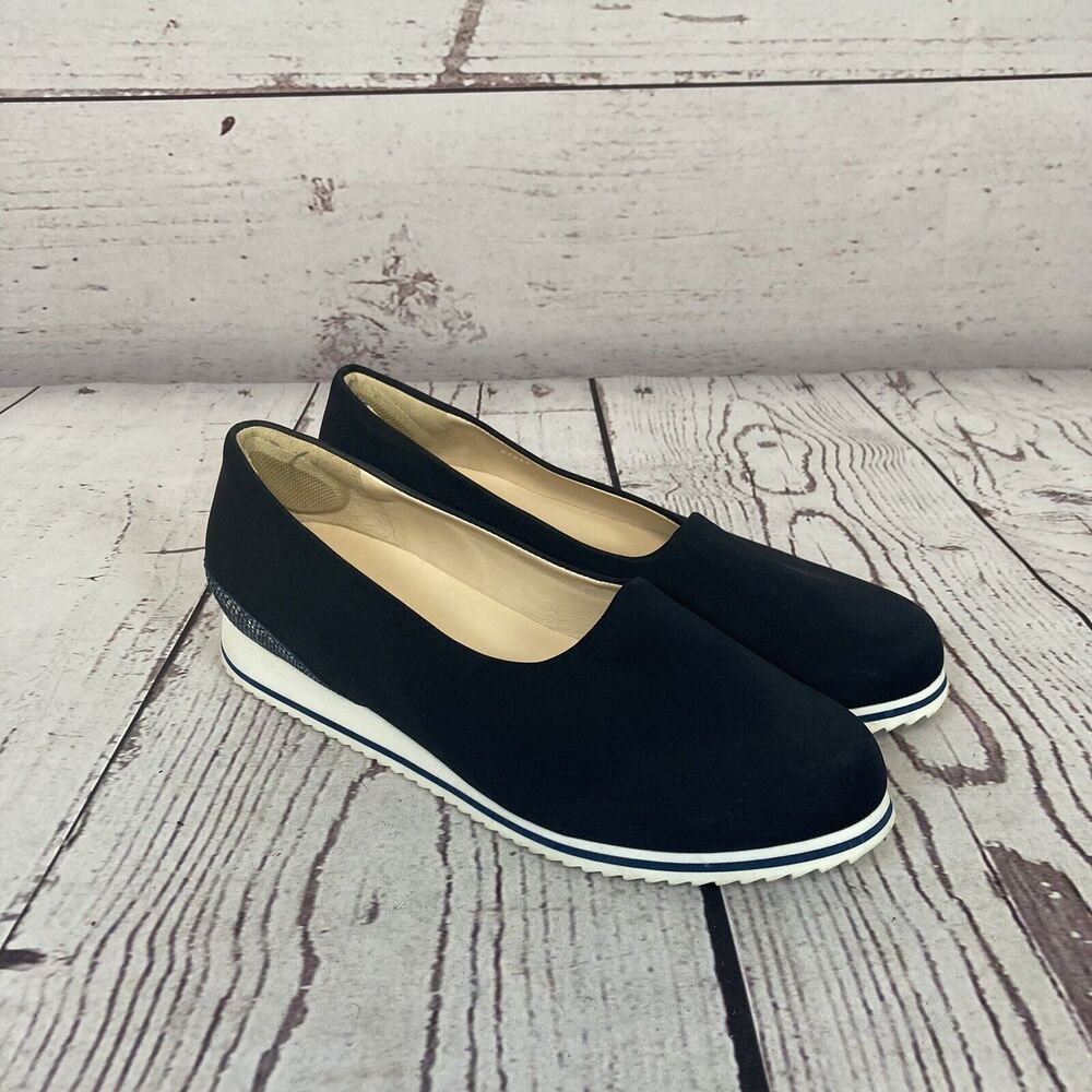 Hassia‎ Comfort Shoes Womens Size 7 Pisa g Slip On Wedge Navy Blue